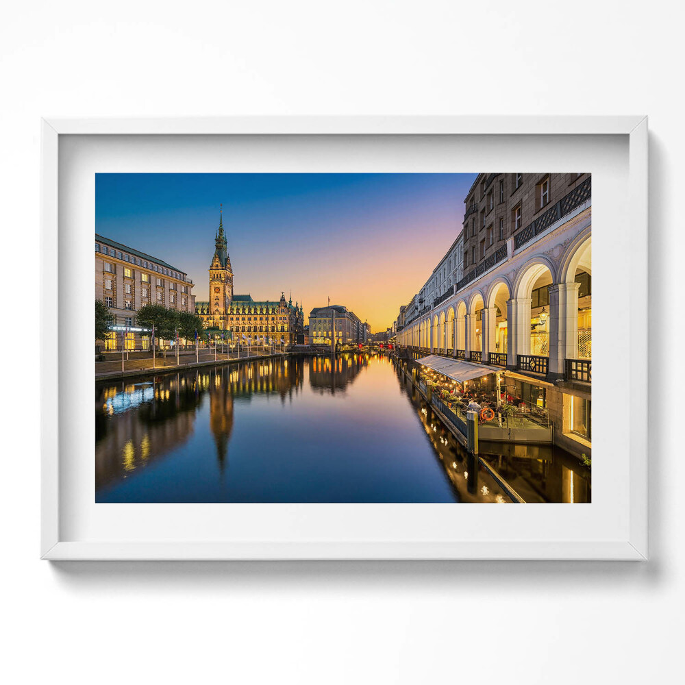 Kép keretben Városi táj vízparti épületek