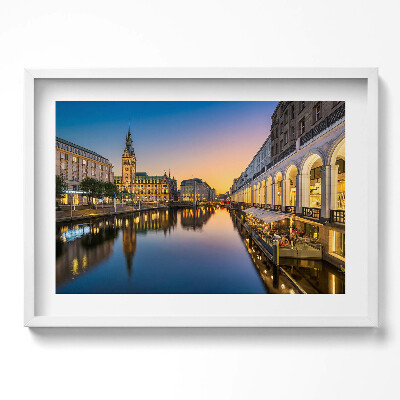 Kép keretben Városi táj vízparti épületek