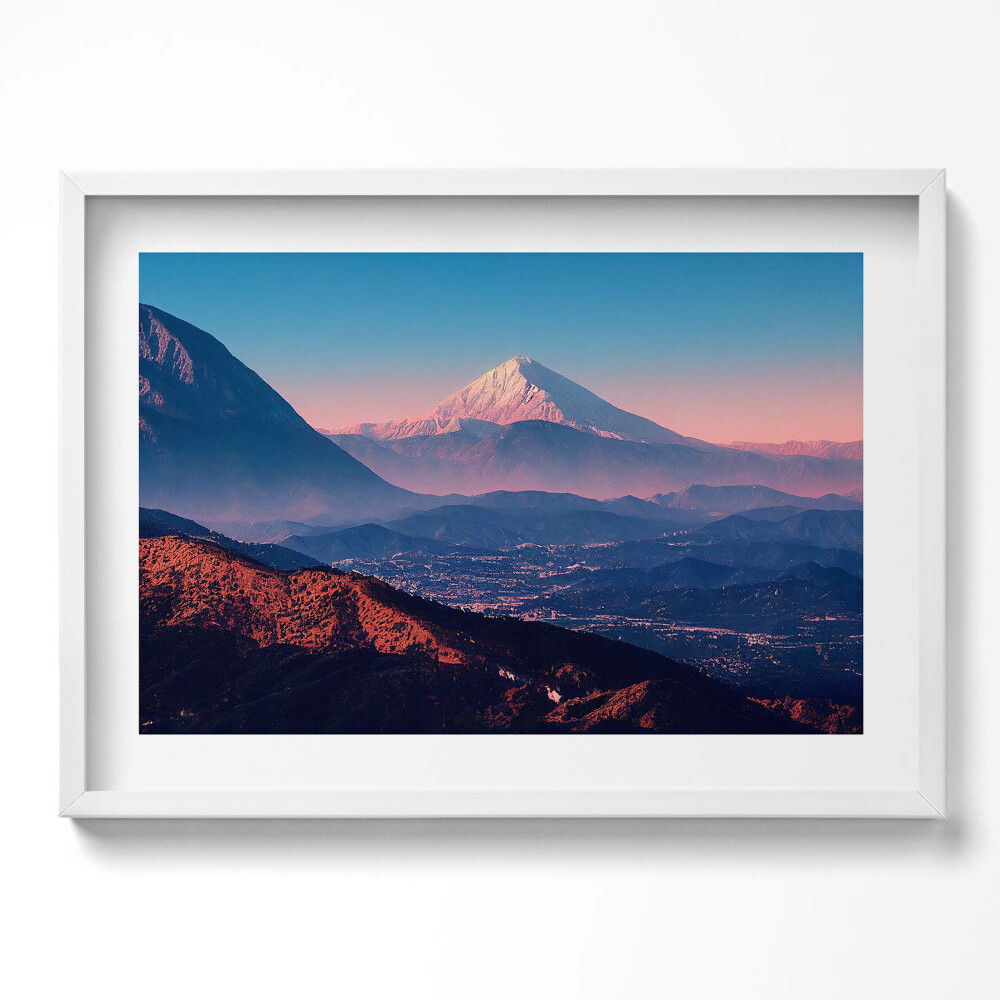 Kép keretben Hegyek naplementében