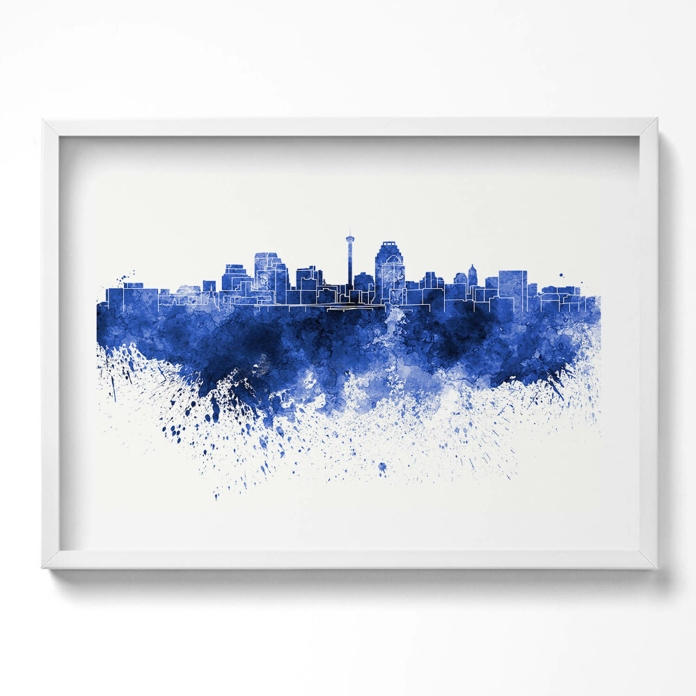 Kép keretben Kék városkép vízparti látvány