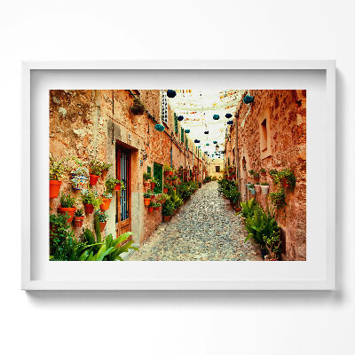 Kép keretben Színes virágos utcácska