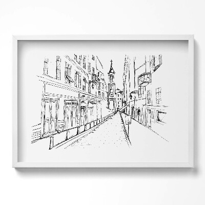 Kép keretben Városi táj vonalrajz stílusban