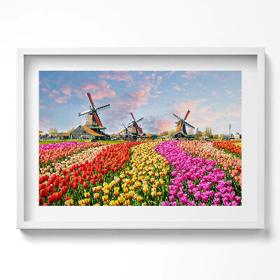 Kép keretben Szélmalmok és virágos mezők