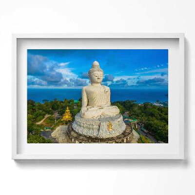 Kép keretben Buddha szobor tengerparti háttérrel