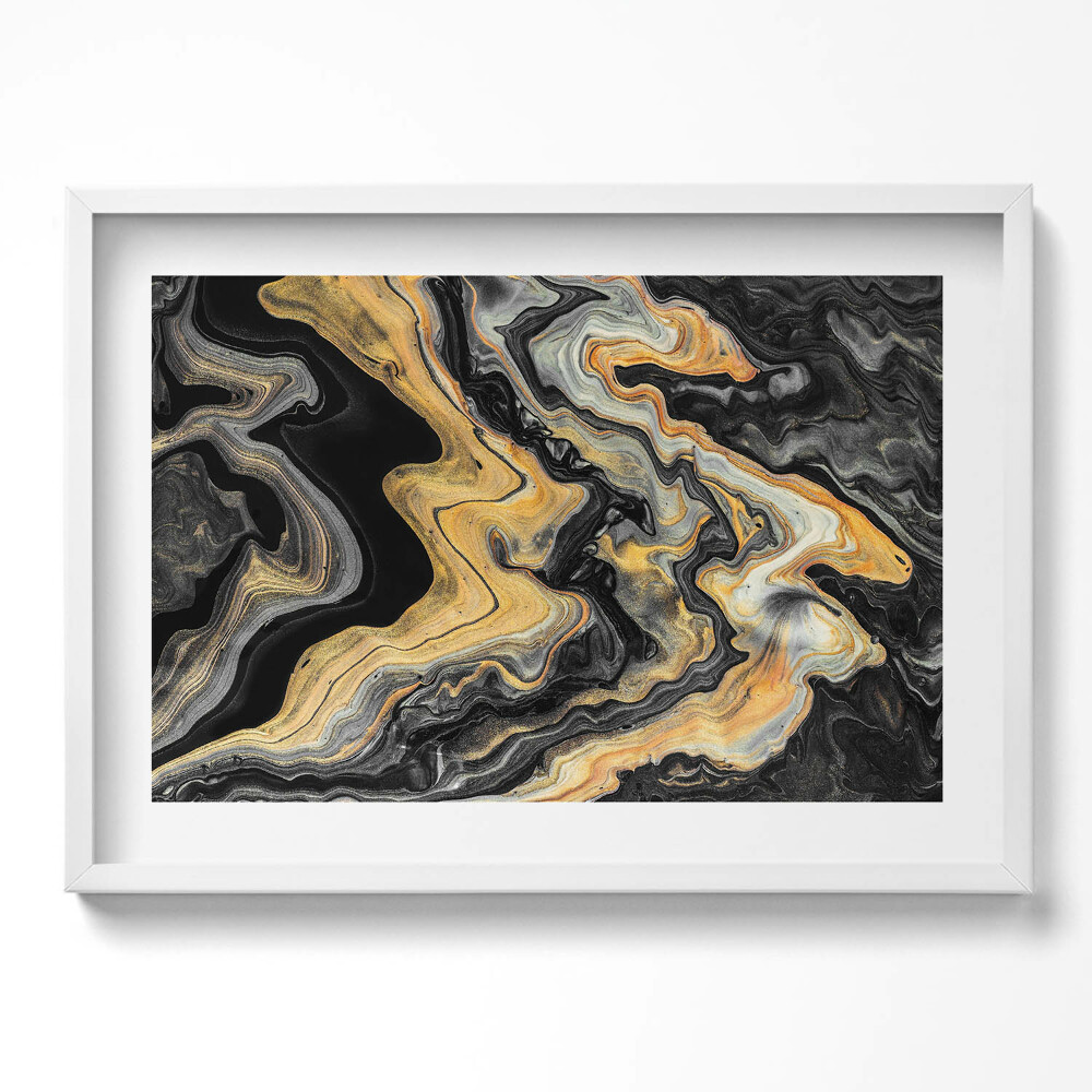 Kép keretben Absztrakt arany és fekete mintázat