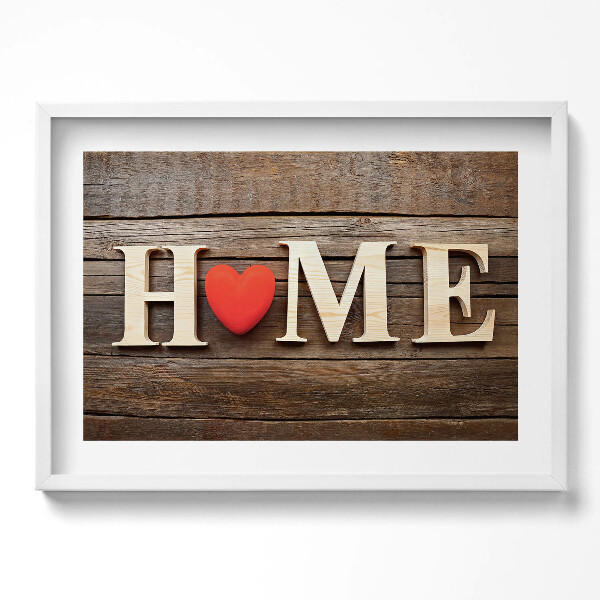 Kép keretben "HOME" felirat piros szívvel
