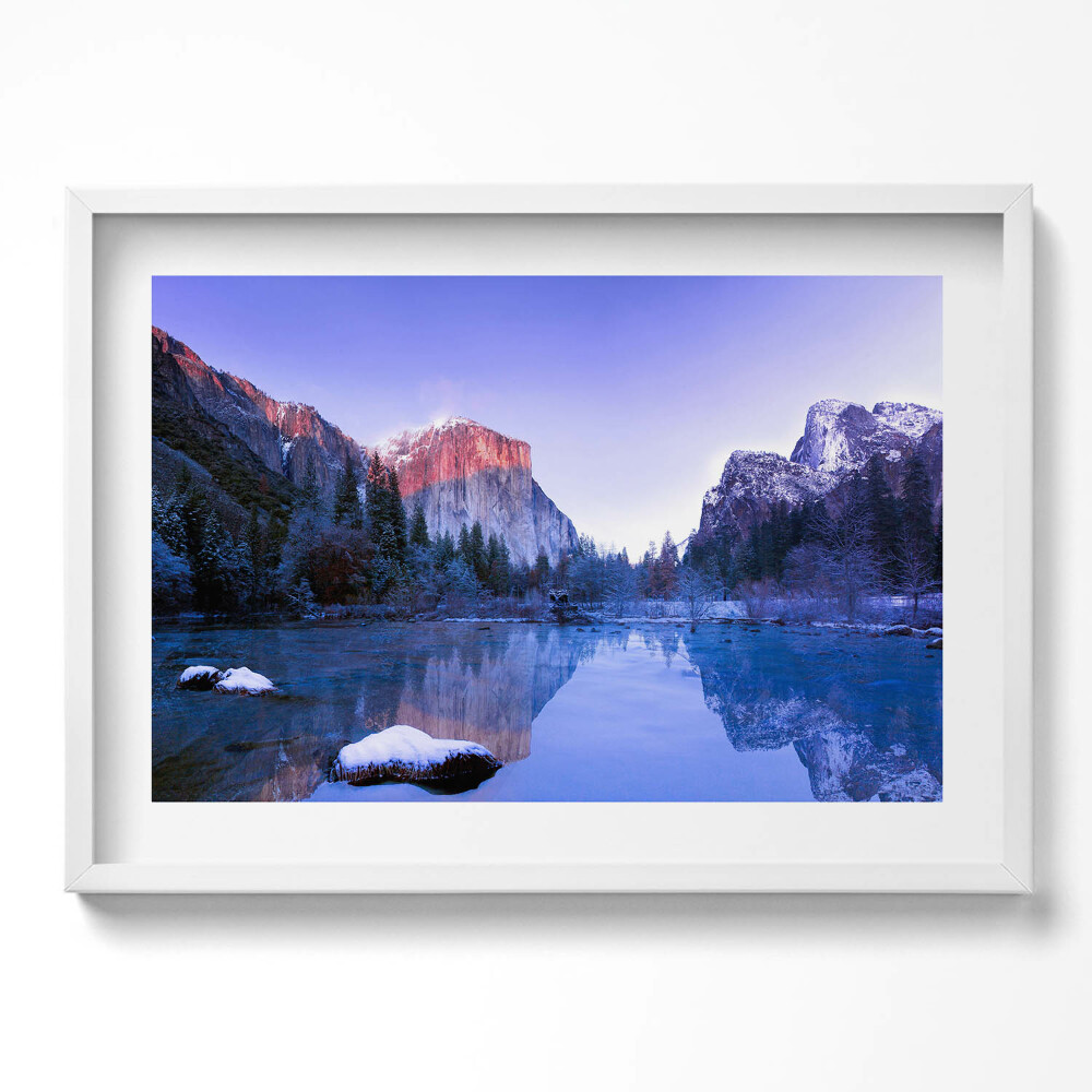 Kép keretben Hegyek tó naplemente