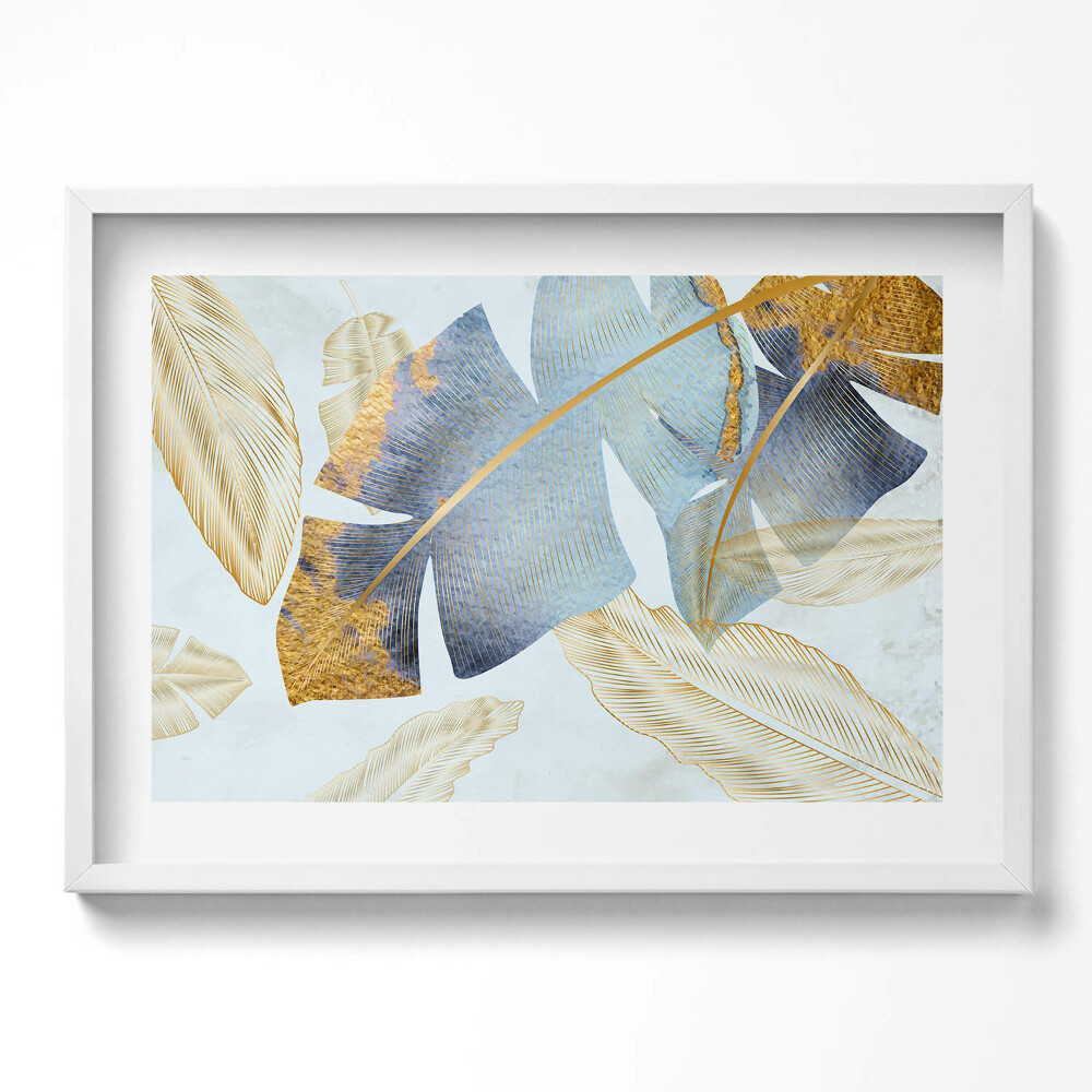 Kép keretben Levélminták és arany részletek