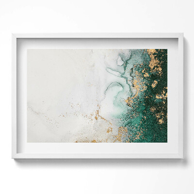 Kép keretben Absztrakt táj zöld és arany színek