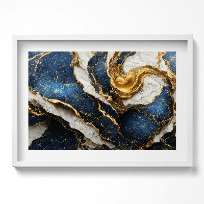 Kép keretben Absztrakt kék és arany mintázat