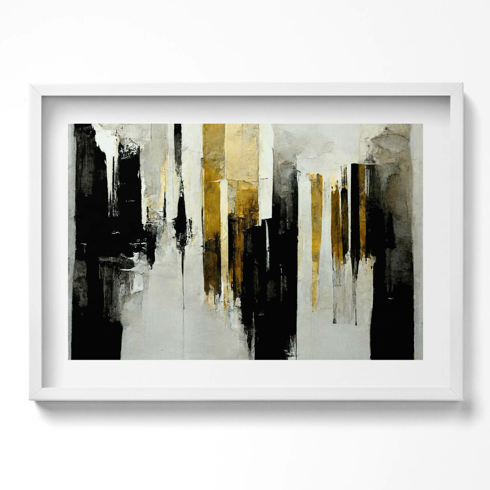 Kép keretben Absztrakt arany és fekete kompozíció