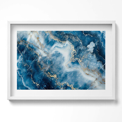 Kép keretben Absztrakt kék és fehér minta