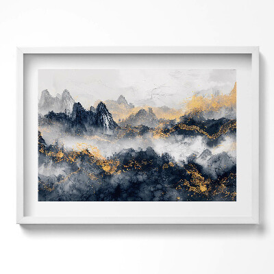 Kép keretben Absztrakt hegyek arany részletekkel