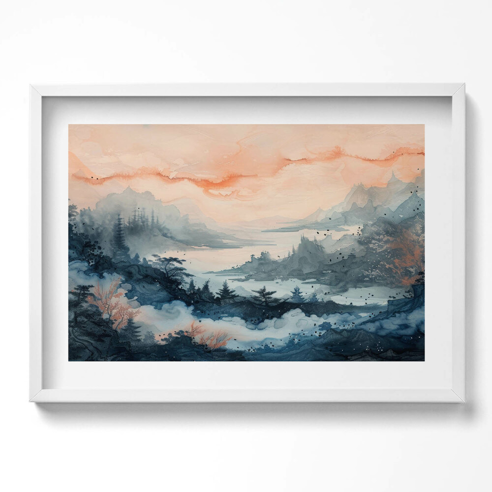 Kép keretben Hegyek és víz lágy színek