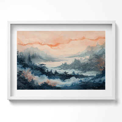 Kép keretben Hegyek és víz lágy színek