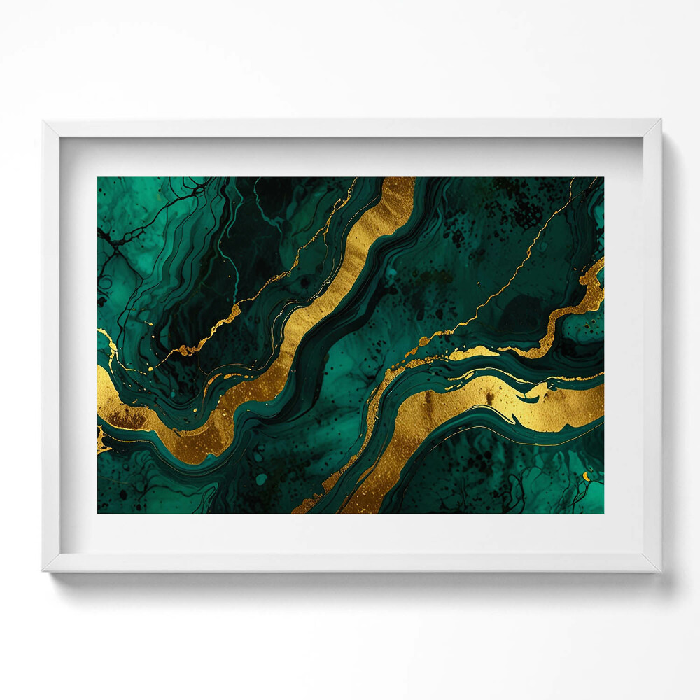 Kép keretben Zöld és arany absztrakt mintázat