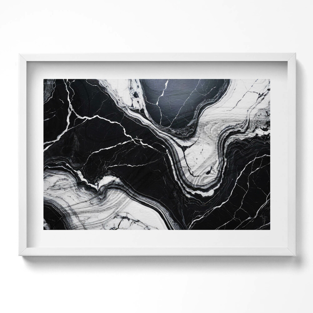 Kép keretben Absztrakt fekete-fehér márvány mintázat