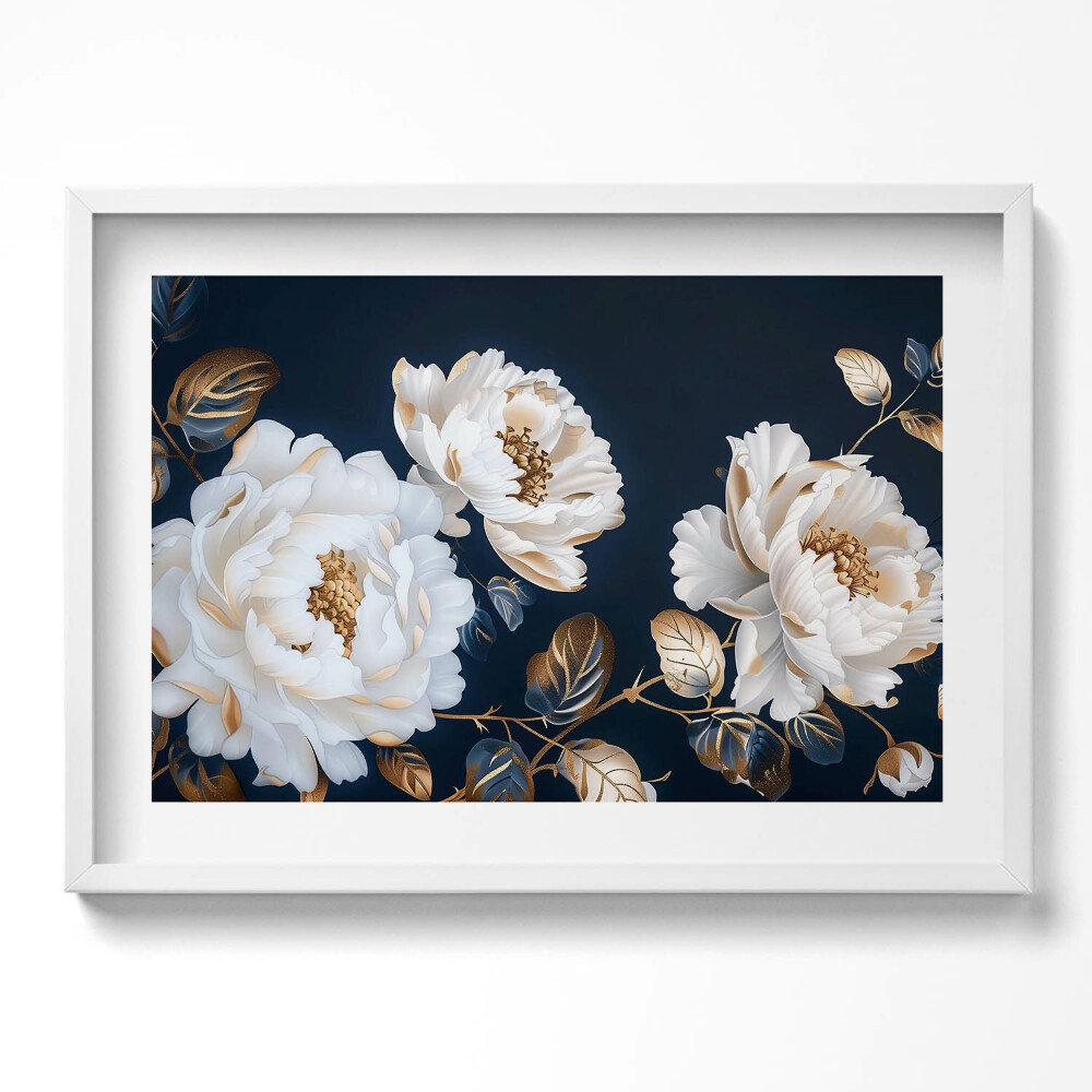 Kép keretben Virágok és levelek sötét háttér