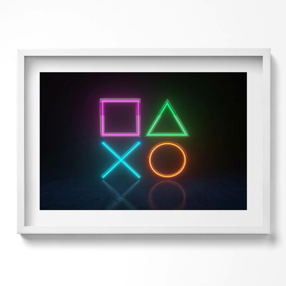 Kép keretben Geometriai formák neonfényben