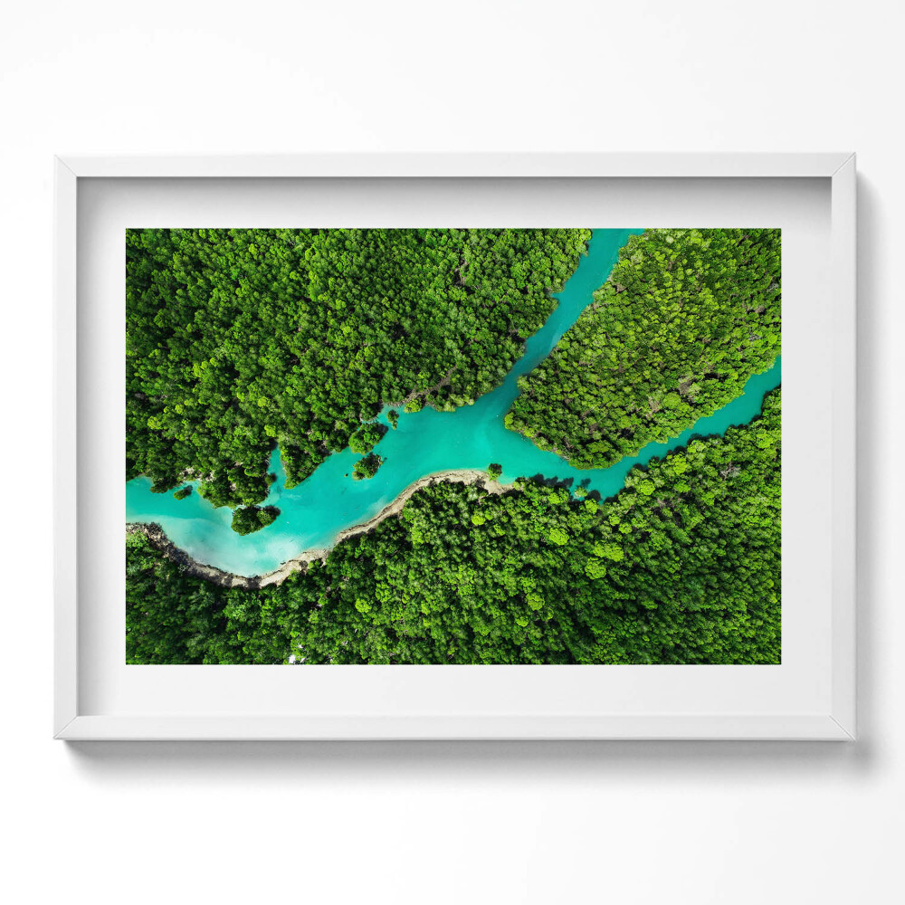 Kép keretben Zöld erdő és kék folyó