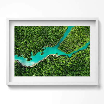 Kép keretben Zöld erdő és kék folyó