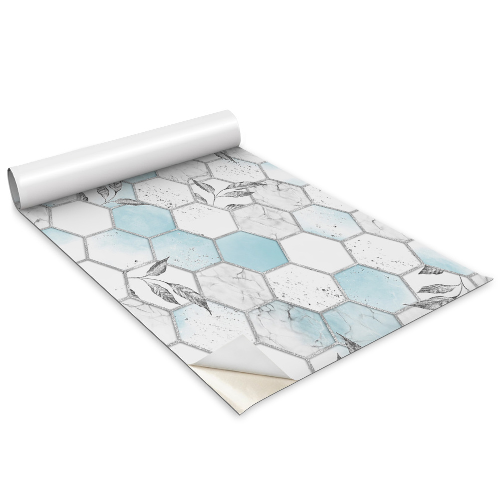 Dekoratív bútor matrica Hatszögek és levelek