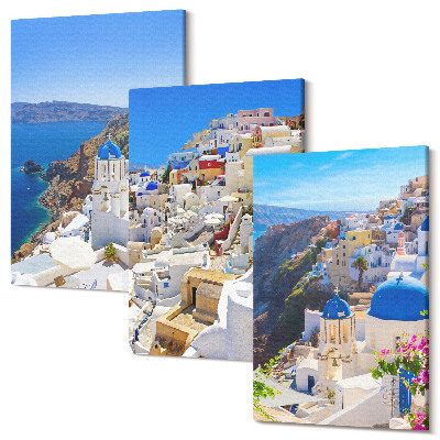 Kép szett triptichon Tájépítészeti kilátás nyílik a város Oia Santorini Görögország