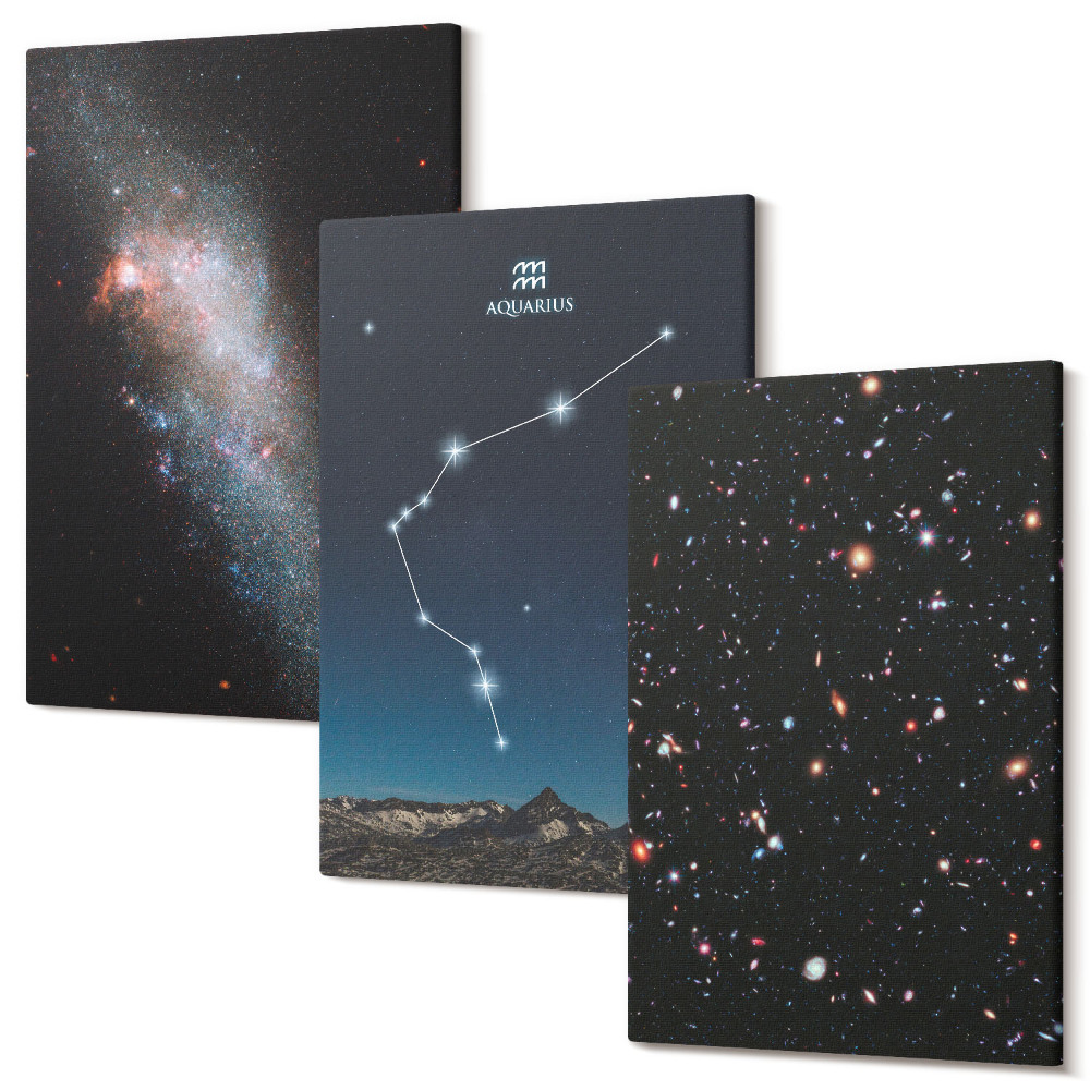 Háromrészes vászonkép szett Galaxis űr csillagjegy Vízöntő