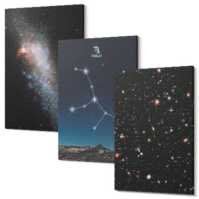 Falikép szett triptichon Szűz csillagkép galaxis nézete a világegyetemről