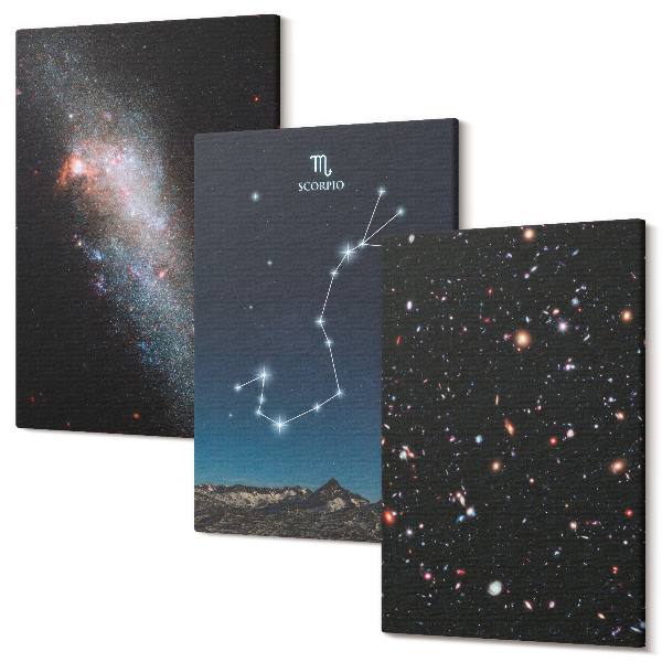 Kép szett triptichon Galaxisok kozmikus tájai és a Skorpió csillagkép