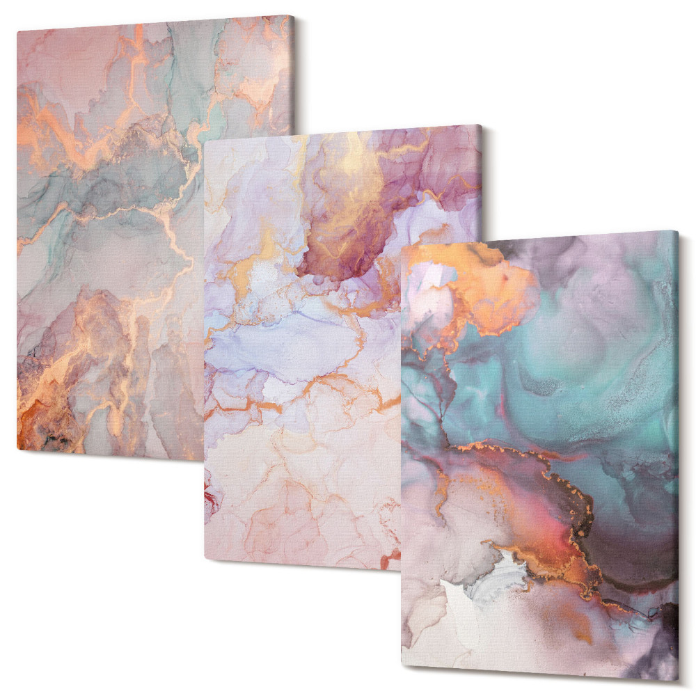 Falikép szett triptichon Absztrakt minták pasztell színekben, ékezetekkel