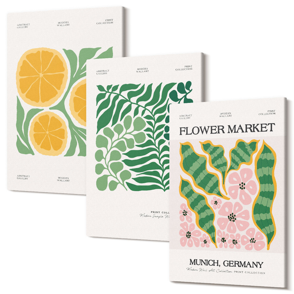 Kép szett triptichon Gyümölcs és növény motívumok pasztell színekben poszterek