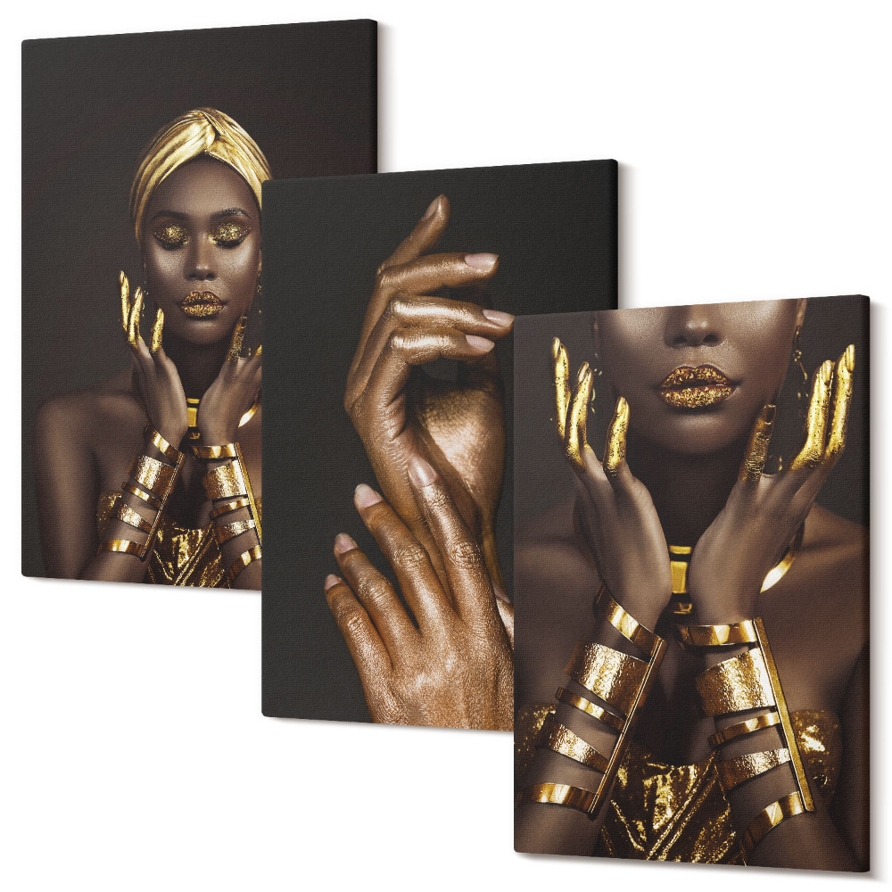 Háromrészes vászonkép szett Elegáns portréi egy afrikai nőről