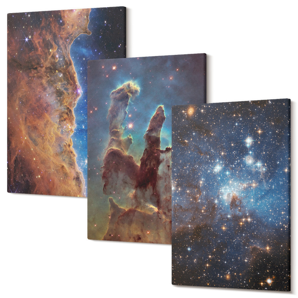 Háromrészes vászonkép szett Űr tájak galaxisokkal és ködökkel