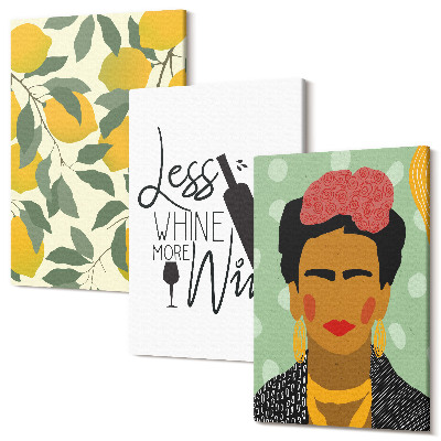 Kép szett triptichon Lemons szlogen Frida Kahlo borportréjáról