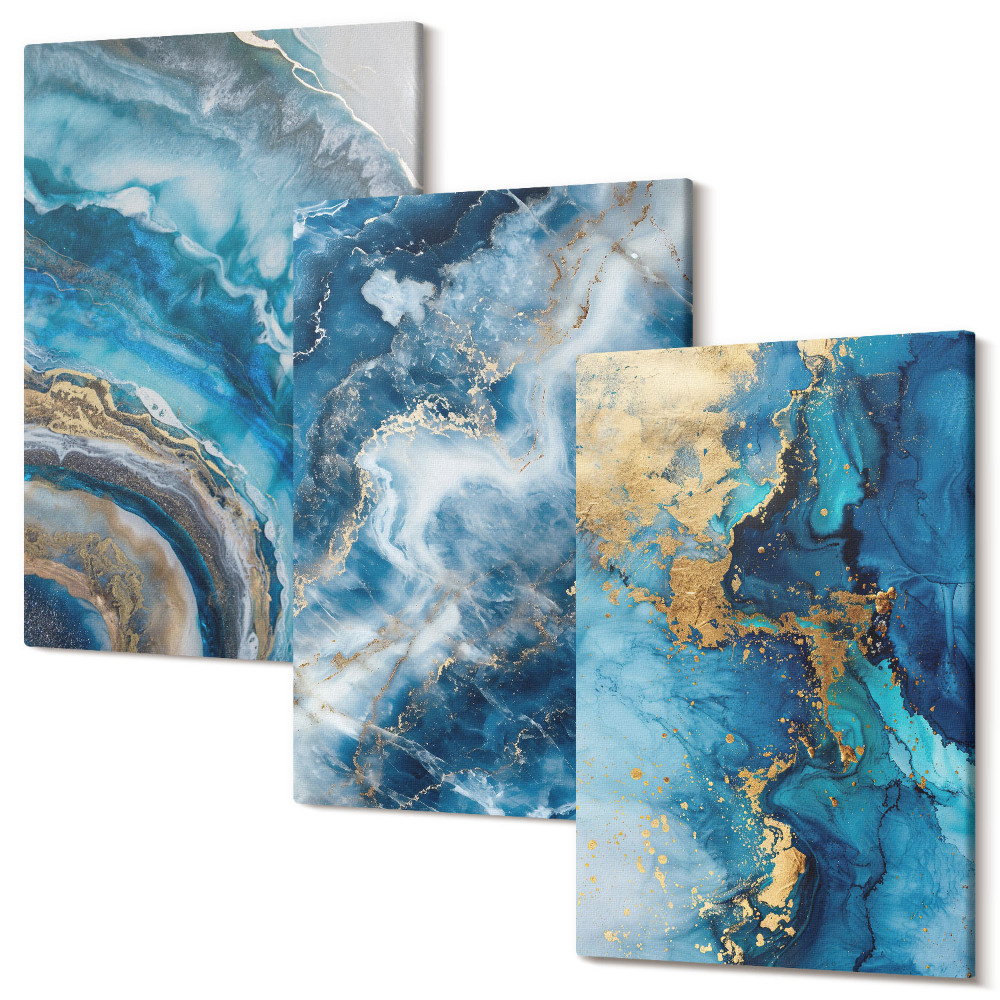 Falikép szett triptichon Kék absztrakt minták három festményen