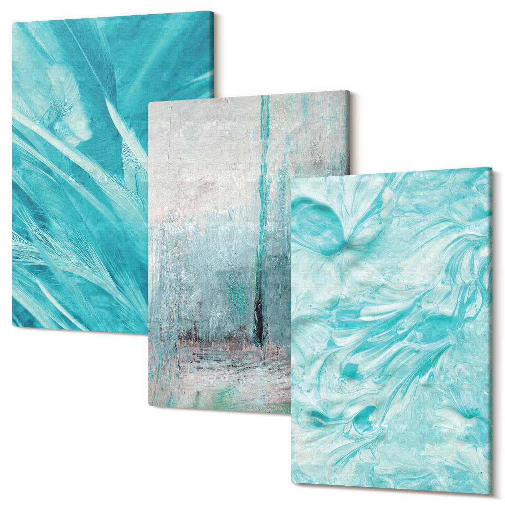 Kép szett triptichon Kék árnyalatai finom absztrakt mintákkal