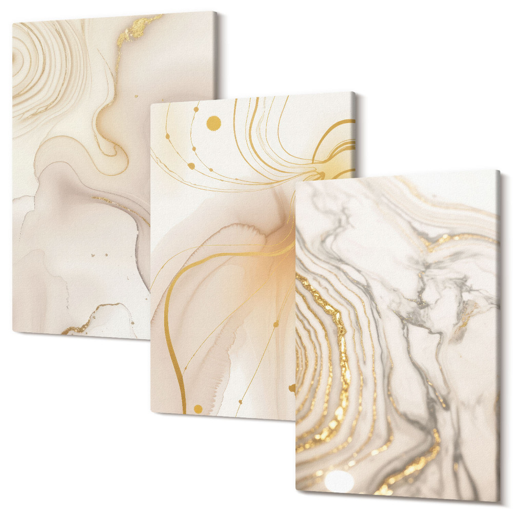 Falikép szett triptichon A kiömlött festék finom absztrakt mintái