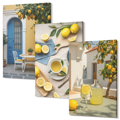 Kép szett triptichon Citrom limonádé kék ajtók nyári kilátással