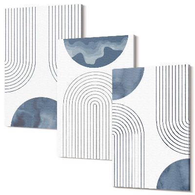 Falikép szett triptichon Absztrakt minták kék és fehér árnyalataiban