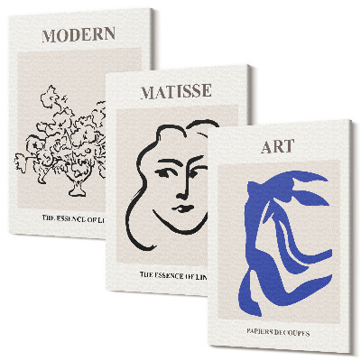 Háromrészes vászonkép szett Absztrakt plakátok Henri Matisse minimalista stílusában