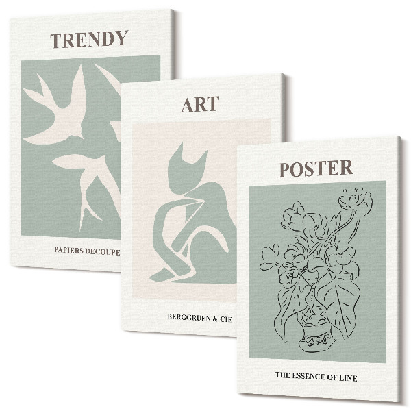 Falikép szett triptichon Henri Matisse stílusos illusztrációi