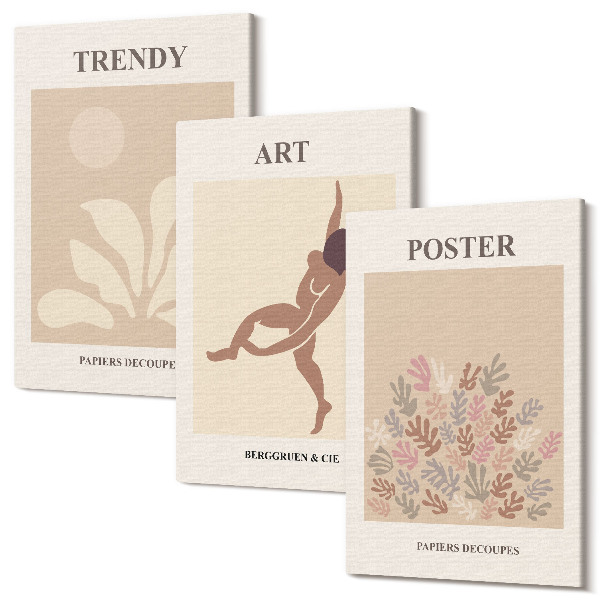 Kép szett triptichon Henri Matisse absztrakt formák és figurák