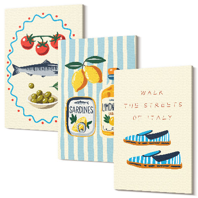 Kép szett triptichon Olasz ízek és életmód színes képeken