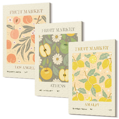 Kép szett triptichon Gyümölcs poszter minták retro stílusban