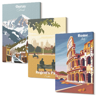 Kép szett triptichon A hegyek az Ouray Parkban Londonban A Colosseum Rómában