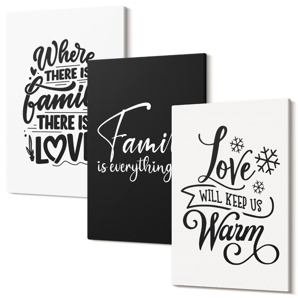 Háromrészes vászonkép szett Család, szerelem, melegség, otthon, inspiráló idézetek
