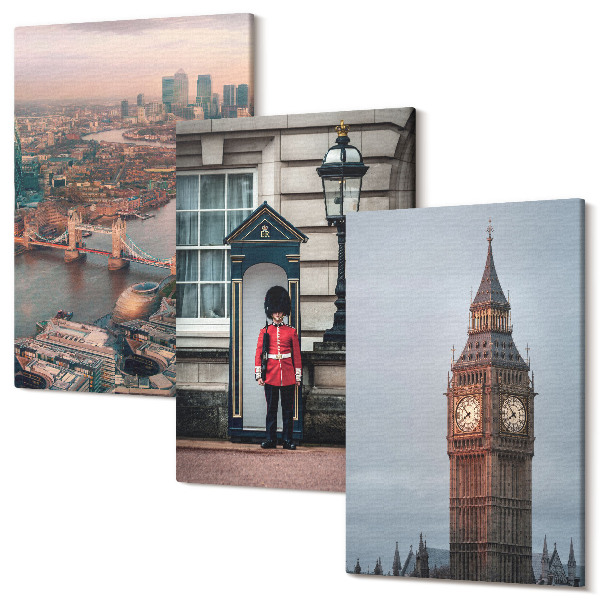 Kép szett triptichon Kilátás Londonra a híddal és a Big Ben őrrel
