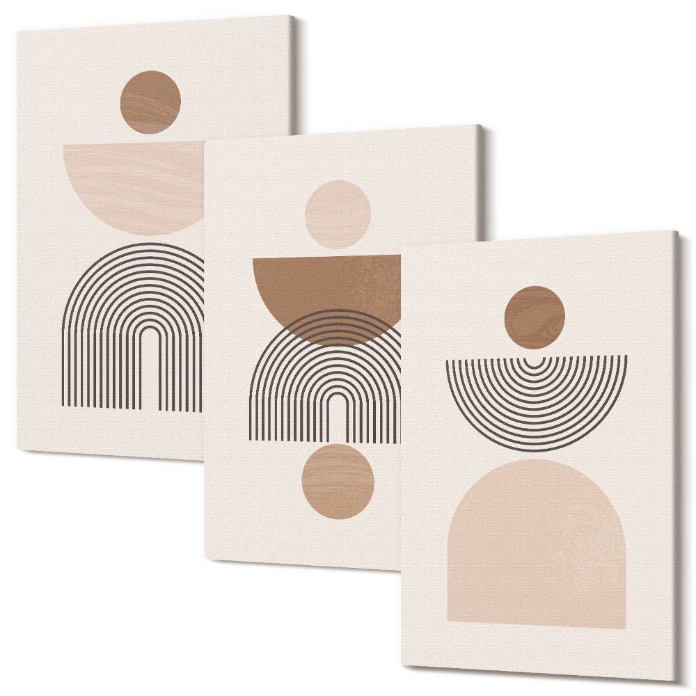 Kép szett triptichon Absztrakt formák barna és bézs árnyalataiban
