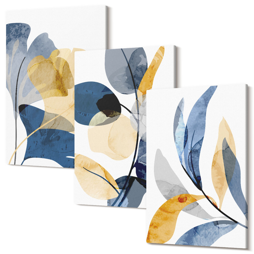 Falikép szett triptichon Növényi motívumok akvarell stílusban
